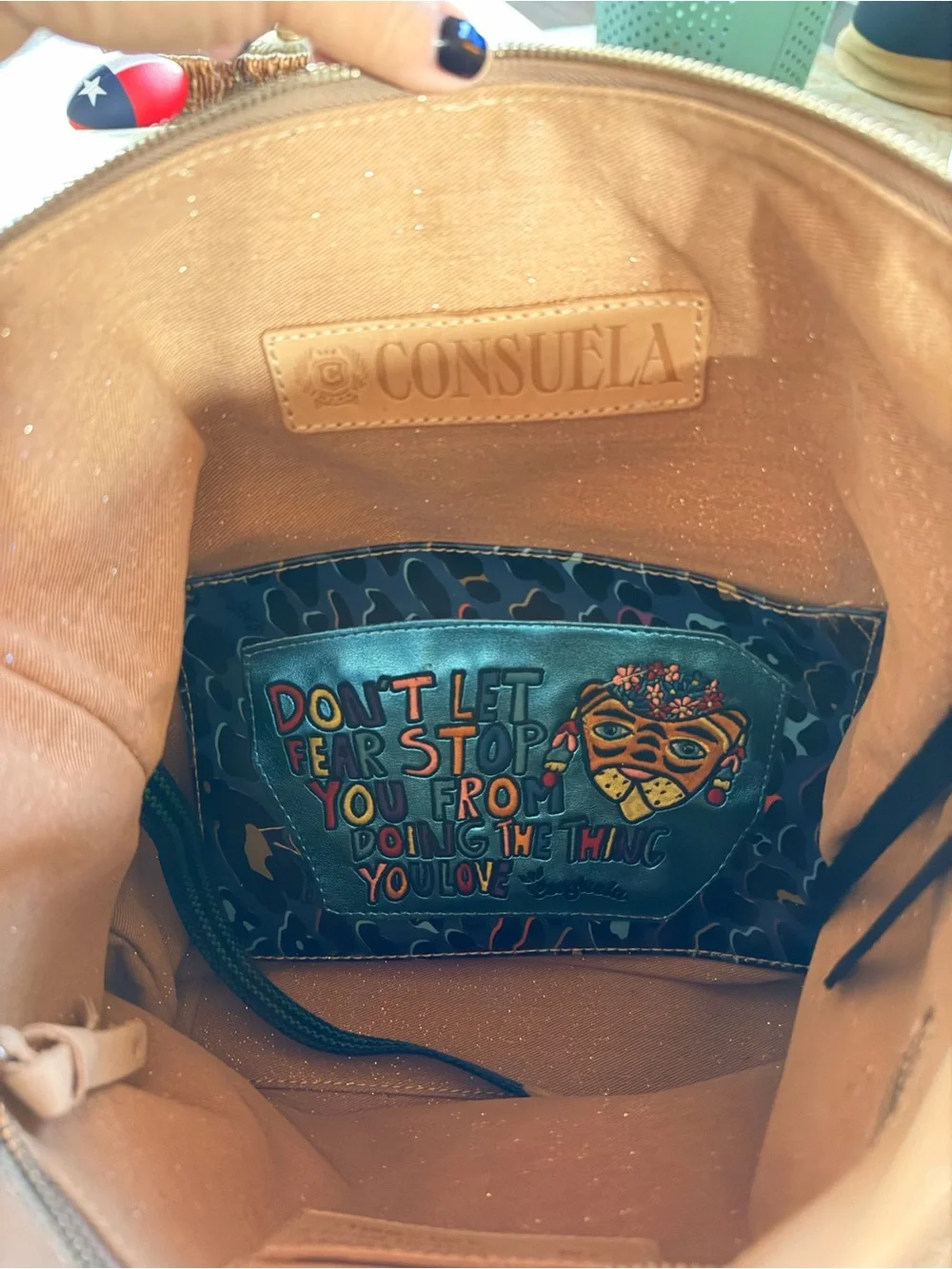 Consuela Cyndi sling Black Leather Messenger with Green-Striped Strap